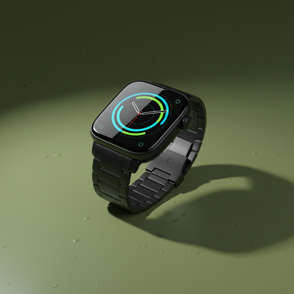 Smartwatch with olive green background